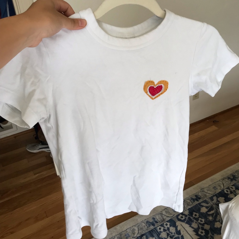 Hand Embroidered Heart Uniqlo Ringer Tee
